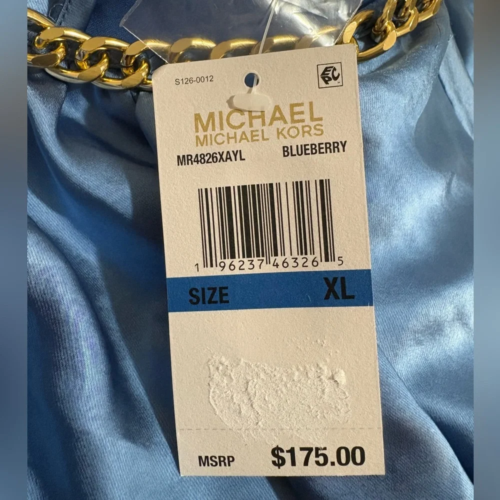 NWT Michael Kors Women’s Chain‎ Neck Bell Sleeve Dress Satin Charmeuse Luxe Mini